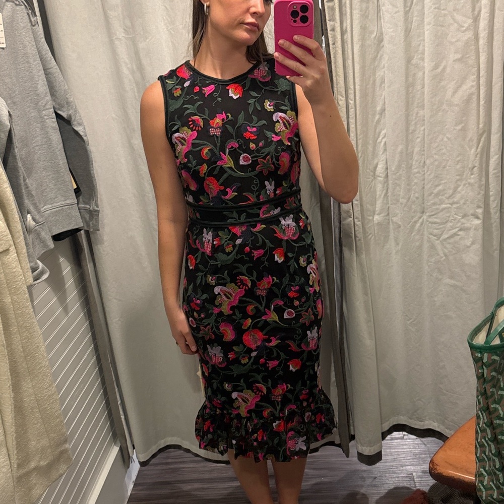 Cynthia Rowley Black Dress with Colorful Floral Design